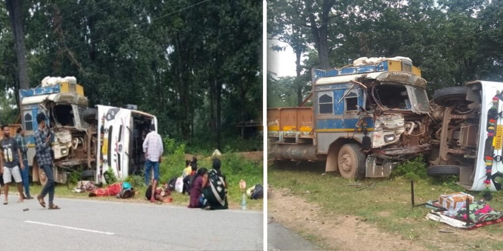 CG में खौफनाक हादसा: तेज रफ्तार ट्रक ने बस को मारी टक्कर, 12 घायल